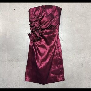 Vintage Jessica McClintock Gunne Sax Metallic Pink Strapless Corset Dress Size 1